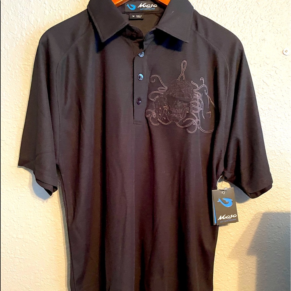 Mojo Sportswear Men’s Black Short Sleeve Sport Fishing Boating Polo Shirt Medium
